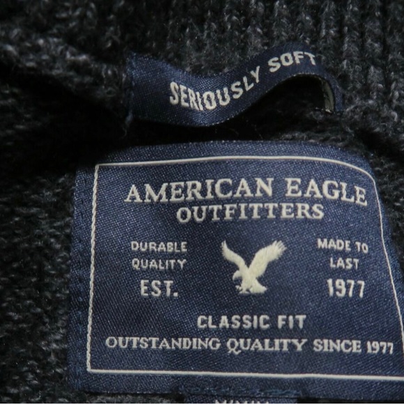 NEW!🔘American Eagle Seriously Soft Pullover Wool Blend Sweater Shawl Neck - Picture 7 of 8